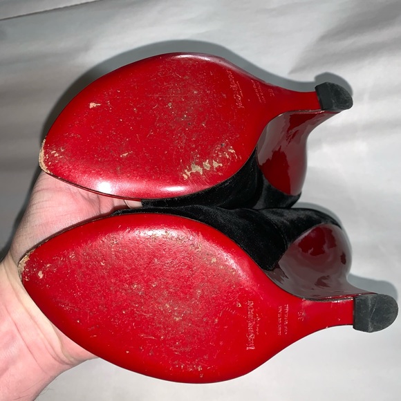 RARE! SAINT LAURENT size 38 black velvet WEDGES - Picture 9 of 10